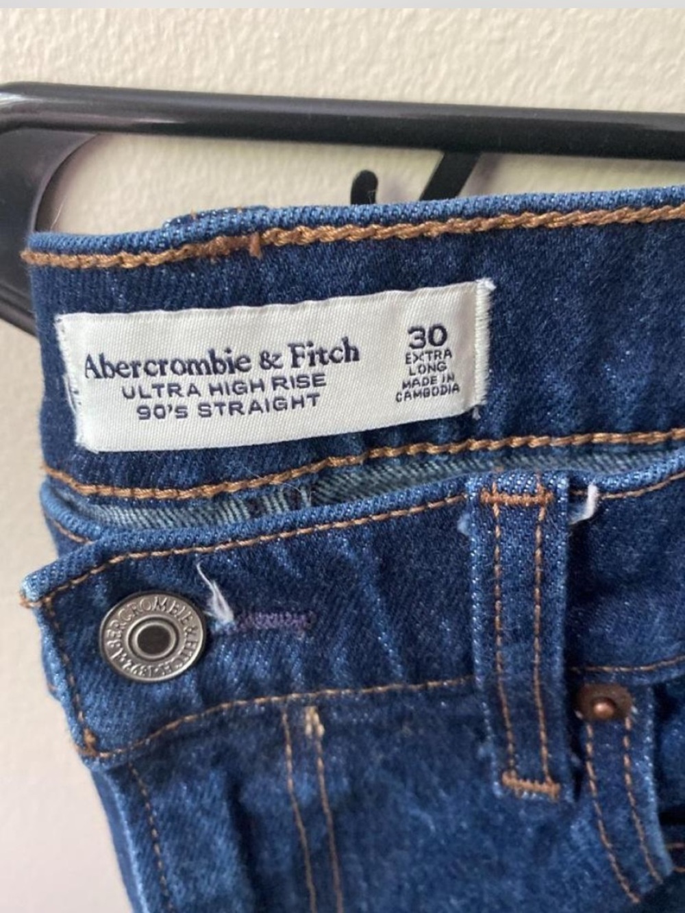 Abercrombie & Fitch Dark Blue Ultra High Rise 90's Straight Jeans